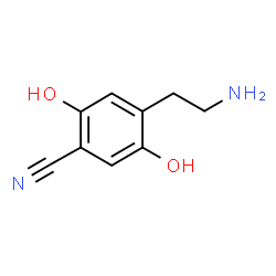 ChemSpider 2D Image | 4-(2-Aminoethyl)-2,5-dihydroxybenzonitrile | C9H10N2O2