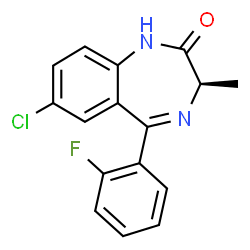 ChemSpider 2D Image | (3R)-7-Chloro-5-(2-fluorophenyl)-3-methyl-1,3-dihydro-2H-1,4-benzodiazepin-2-one | C16H12ClFN2O