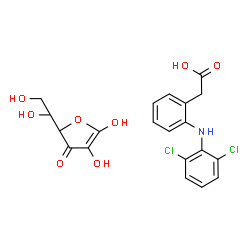 ChemSpider 2D Image | {2-[(2,6-Dichlorophenyl)amino]phenyl}acetic acid - hex-1-enofuranos-3-ulose (1:1) | C20H19Cl2NO8