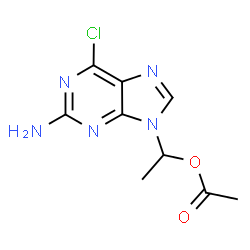 ChemSpider 2D Image | 1-(2-Amino-6-chloro-9H-purin-9-yl)ethyl acetate | C9H10ClN5O2