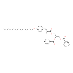 ChemSpider 2D Image | 3-({(2E)-3-[4-(Dodecyloxy)phenyl]-2-methyl-2-propenoyl}oxy)-1,2-propanediyl dibenzoate | C39H48O7