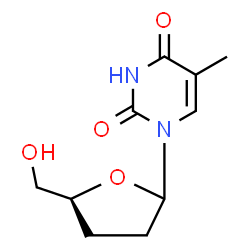 ChemSpider 2D Image | 1-[(5S)-5-(Hydroxymethyl)tetrahydro-2-furanyl]-5-methyl-2,4(1H,3H)-pyrimidinedione | C10H14N2O4