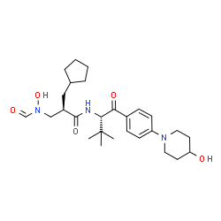 ChemSpider 2D Image | (2R)-3-Cyclopentyl-2-{[formyl(hydroxy)amino]methyl}-N-{(2S)-1-[4-(4-hydroxy-1-piperidinyl)phenyl]-3,3-dimethyl-1-oxo-2-butanyl}propanamide | C27H41N3O5