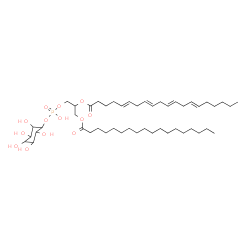 ChemSpider 2D Image | 1-({Hydroxy[(2,3,4,5,6-pentahydroxycyclohexyl)oxy]phosphoryl}oxy)-3-(stearoyloxy)-2-propanyl (5E,8E,11E,14E)-5,8,11,14-icosatetraenoate | C47H83O13P