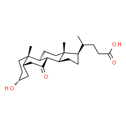 ChemSpider 2D Image | (3alpha,5beta,8alpha,9beta)-3-Hydroxy-7-oxocholan-24-oic acid | C24H38O4