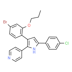 ChemSpider 2D Image | 4-[3-(4-Bromo-2-propoxyphenyl)-5-(4-chlorophenyl)-1H-pyrrol-2-yl]pyridine | C24H20BrClN2O