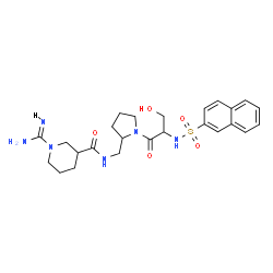ChemSpider 2D Image | 1-Carbamimidoyl-N-({1-[N-(2-naphthylsulfonyl)seryl]-2-pyrrolidinyl}methyl)-3-piperidinecarboxamide | C25H34N6O5S