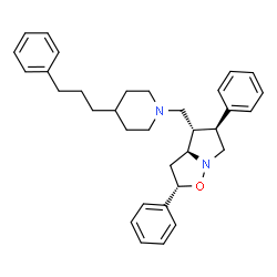 ChemSpider 2D Image | (2S,3aS,4S,5S)-2,5-Diphenyl-4-{[4-(3-phenylpropyl)-1-piperidinyl]methyl}hexahydropyrrolo[1,2-b][1,2]oxazole | C33H40N2O