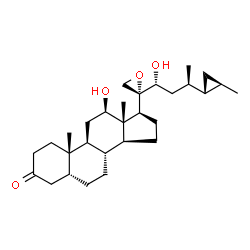 ChemSpider 2D Image | (5R,8R,9S,10S,12R,13S,14S,17S)-12-hydroxy-17-[(2R)-2-{(1R,3R)-1-hydroxy-3-[(1R,2R)-2-methylcyclopropyl]butyl}oxiran-2-yl]-10,13-dimethylhexadecahydro-3H-cyclopenta[a]phenanthren-3-one (non-preferred name) | C29H46O4