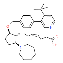 ChemSpider 2D Image | (4Z)-6-{[(1R,2S,5R)-2-(azepan-1-yl)-5-{[4-(4-tert-butylpyridin-3-yl)benzyl]oxy}cyclopentyl]oxy}hex-4-enoic acid | C33H46N2O4
