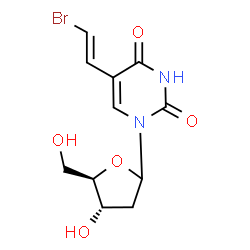 ChemSpider 2D Image | 5-[(E)-2-Bromovinyl]-1-(2-deoxy-D-erythro-pentofuranosyl)-2,4(1H,3H)-pyrimidinedione | C11H13BrN2O5