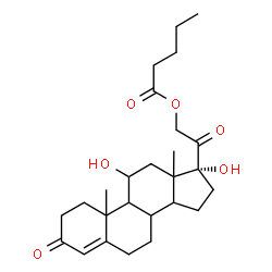 ChemSpider 2D Image | (8xi,9xi,10xi,13xi,14xi)-11,17-Dihydroxy-3,20-dioxopregn-4-en-21-yl valerate | C26H38O6