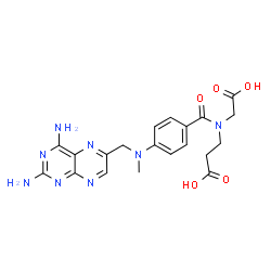 ChemSpider 2D Image | N-(Carboxymethyl)-N-(4-{[(2,4-diamino-6-pteridinyl)methyl](methyl)amino}benzoyl)-beta-alanine | C20H22N8O5