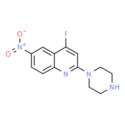 ChemSpider 2D Image | 4-Iodo-6-nitro-2-(1-piperazinyl)quinoline | C13H13IN4O2