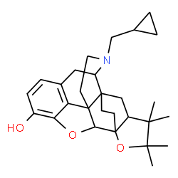 ChemSpider 2D Image | 5-(Cyclopropylmethyl)-17,17,18,18-tetramethyl-13,16-dioxa-5-azaheptacyclo[13.5.2.1~2,8~.0~1,6~.0~2,14~.0~12,23~.0~15,19~]tricosa-8(23),9,11-trien-11-ol | C28H37NO3