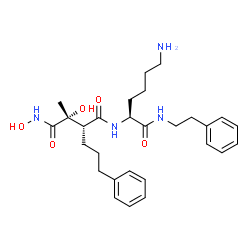 ChemSpider 2D Image | (2R,3R)-N~4~-{(2S)-6-Amino-1-oxo-1-[(2-phenylethyl)amino]-2-hexanyl}-N~1~,2-dihydroxy-2-methyl-3-(3-phenylpropyl)succinamide | C28H40N4O5