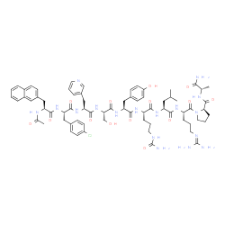 ChemSpider 2D Image | (2R)-N-[(2S)-1-Amino-1-oxo-2-propanyl]-1-[(2S,5S,8S,11S,14S,17S,20S,23S)-2-(3-carbamimidamidopropyl)-8-[3-(carbamoylamino)propyl]-20-(4-chlorobenzyl)-11-(4-hydroxybenzyl)-14-(hydroxymethyl)-5-isobutyl
-23-(2-naphthylmethyl)-4,7,10,13,16,19,22,25-octaoxo-17-(3-pyridinylmethyl)-3,6,9,12,15,18,21,24-octaazahexacosan-1-oyl]-2-pyrrolidinecarboxamide | C70H92ClN17O14