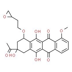ChemSpider 2D Image | 5,12-Naphthacenedione, 7,8,9,10-tetrahydro-8-acetyl-1-methoxy-10-(2-oxiranylethoxy)-6,8,11-trihydroxy- | C25H24O9