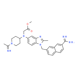 ChemSpider 2D Image | Methyl N-{1-[(7-carbamimidoyl-2-naphthyl)methyl]-2-methyl-1H-benzimidazol-5-yl}-N-(1-ethanimidoyl-4-piperidinyl)glycinate | C30H35N7O2