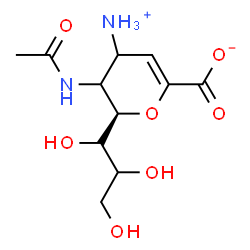 ChemSpider 2D Image | (6R)-5-Acetamido-4-ammonio-2,6-anhydro-3,4,5-trideoxy-6-[(1S)-1,2,3-trihydroxypropyl]hex-2-enonate | C11H18N2O7