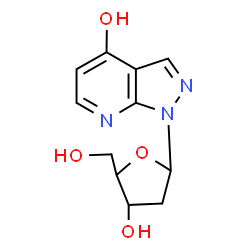 ChemSpider 2D Image | 1-(2-Deoxypentofuranosyl)-1H-pyrazolo[3,4-b]pyridin-4-ol | C11H13N3O4