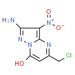 ChemSpider 2D Image | 2-Amino-5-(chloromethyl)-3-nitropyrazolo[1,5-a]pyrimidin-7-ol | C7H6ClN5O3