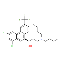 ChemSpider 2D Image | (1R)-3-(Dibutylamino)-1-[1,3-dichloro-6-(trifluoromethyl)-9-phenanthryl]-1-propanol | C26H30Cl2F3NO