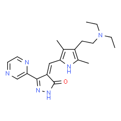ChemSpider 2D Image | (4Z)-4-({4-[2-(Diethylamino)ethyl]-3,5-dimethyl-1H-pyrrol-2-yl}methylene)-5-(2-pyrazinyl)-2,4-dihydro-3H-pyrazol-3-one | C20H26N6O
