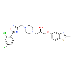 ChemSpider 2D Image | (2R)-1-(4-{[5-(2,4-Dichlorophenyl)-1,2,4-oxadiazol-3-yl]methyl}-1-piperazinyl)-3-[(2-methyl-1,3-benzothiazol-5-yl)oxy]-2-propanol | C24H25Cl2N5O3S