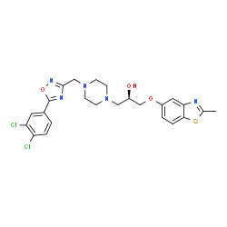ChemSpider 2D Image | (2R)-1-(4-{[5-(3,4-Dichlorophenyl)-1,2,4-oxadiazol-3-yl]methyl}-1-piperazinyl)-3-[(2-methyl-1,3-benzothiazol-5-yl)oxy]-2-propanol | C24H25Cl2N5O3S