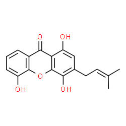 ChemSpider 2D Image | 1,4,5-Trihydroxy-3-(3-methyl-2-buten-1-yl)-9H-xanthen-9-one | C18H16O5