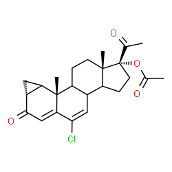 ChemSpider 2D Image | (1R,7aR,8bS,10aS)-1-Acetyl-5-chloro-8b,10a-dimethyl-7-oxo-1,2,3,3a,3b,7,7a,8,8a,8b,8c,9,10,10a-tetradecahydrocyclopenta[a]cyclopropa[g]phenanthren-1-yl acetate | C24H29ClO4