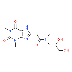 ChemSpider 2D Image | N-(2,3-Dihydroxypropyl)-2-(1,3-dimethyl-2,6-dioxo-2,3,6,7-tetrahydro-1H-purin-8-yl)-N-methylacetamide | C13H19N5O5