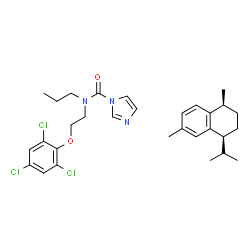 ChemSpider 2D Image | N-Propyl-N-[2-(2,4,6-trichlorophenoxy)ethyl]-1H-imidazole-1-carboxamide - (1S,4S)-4-isopropyl-1,6-dimethyl-1,2,3,4-tetrahydronaphthalene (1:1) | C30H38Cl3N3O2