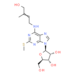 ChemSpider 2D Image | adenosine, N-(4-hydroxy-3-methyl-2-buten-1-yl)-2-(methylthio)- | C16H23N5O5S