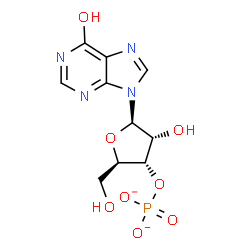 ChemSpider 2D Image | 9-(3-O-phosphonato-beta-D-ribofuranosyl)-9H-purin-6-ol | C10H11N4O8P