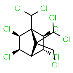 ChemSpider 2D Image | (1S,2R,3R,4S,5R,6S)-2,3,5,6-Tetrachloro-7-(chloromethyl)-1,7-bis(dichloromethyl)bicyclo[2.2.1]heptane | C10H9Cl9