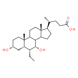 ChemSpider 2D Image | (3alpha,5beta,6alpha,7alpha,8xi,9xi,14xi)-6-ethyl-3,7-dihydroxycholan-24-oic acid | C26H44O4