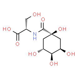 ChemSpider 2D Image | N-{[(1S,3R,4S,5R)-1,3,4,5-Tetrahydroxycyclohexyl]carbonyl}-L-serine | C10H17NO8