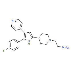 ChemSpider 2D Image | 2-{4-[5-(4-Fluorophenyl)-4-(4-pyridinyl)-1H-pyrrol-2-yl]-1-piperidinyl}ethanamine | C22H25FN4