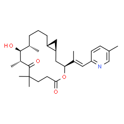 ChemSpider 2D Image | (1S,3S,10R,11S,12S,16R)-11-Hydroxy-8,8,10,12-tetramethyl-3-[(1E)-1-(5-methyl-2-pyridinyl)-1-propen-2-yl]-4-oxabicyclo[14.1.0]heptadecane-5,9-dione | C29H43NO4