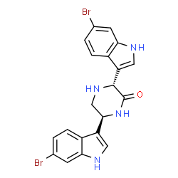 ChemSpider 2D Image | (3R,6S)-3,6-Bis(6-bromo-1H-indol-3-yl)-2-piperazinone | C20H16Br2N4O