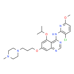 ChemSpider 2D Image | N-(3-Chloro-6-methoxy-2-pyridinyl)-5-isopropoxy-7-[3-(4-methyl-1-piperazinyl)propoxy]-4-quinazolinamine | C25H33ClN6O3