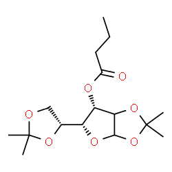 ChemSpider 2D Image | (5R,6S)-5-[(4R)-2,2-Dimethyl-1,3-dioxolan-4-yl]-2,2-dimethyltetrahydrofuro[2,3-d][1,3]dioxol-6-yl butyrate | C16H26O7