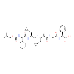 ChemSpider 2D Image | (2S)-[(N-{3-[(N-{(2S)-2-Cyclohexyl-2-[(isobutoxycarbonyl)amino]acetyl}-3-cyclopropyl-L-alanyl)amino]-4-cyclopropyl-2-oxobutanoyl}glycyl)amino](phenyl)acetic acid | C36H51N5O9