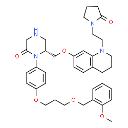 ChemSpider 2D Image | (6R)-1-(4-{3-[(2-Methoxybenzyl)oxy]propoxy}phenyl)-6-[({1-[2-(2-oxo-1-pyrrolidinyl)ethyl]-1,2,3,4-tetrahydro-7-quinolinyl}oxy)methyl]-2-piperazinone | C37H46N4O6