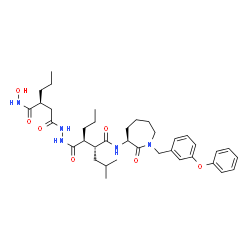 ChemSpider 2D Image | (2R,3S)-3-({2-[(3S)-3-(Hydroxycarbamoyl)hexanoyl]hydrazino}carbonyl)-2-isobutyl-N-[(3S)-2-oxo-1-(3-phenoxybenzyl)-3-azepanyl]hexanamide | C37H53N5O7