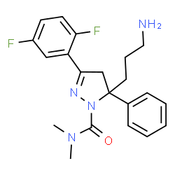 ChemSpider 2D Image | 5-(3-Aminopropyl)-3-(2,5-difluorophenyl)-N,N-dimethyl-5-phenyl-4,5-dihydro-1H-pyrazole-1-carboxamide | C21H24F2N4O