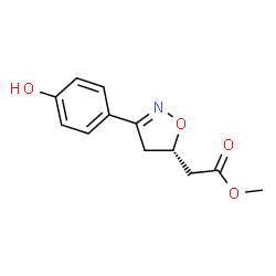 ChemSpider 2D Image | Methyl [(5S)-3-(4-hydroxyphenyl)-4,5-dihydro-1,2-oxazol-5-yl]acetate | C12H13NO4