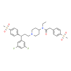 ChemSpider 2D Image | N-(1-{(3S)-3-(3,5-Difluorophenyl)-3-[4-(methylsulfonyl)phenyl]propyl}-4-piperidinyl)-N-ethyl-2-[4-(methylsulfonyl)phenyl]acetamide | C32H38F2N2O5S2